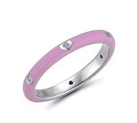 DJMJHG Solid 925 Silver Rings For Women Cubic Zirconia Colorful Stackable Handmade Enamel Ring Fine Jewelry 6 Pink