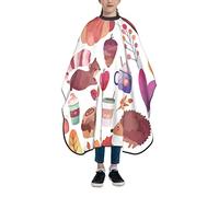 DJNGN 39x47in Inch Kids Haircut Cape Autumn Watercolor Squirrel Hedgehog Hairdresser Apron With Adjustable Closure Salon Barber Cape