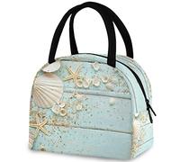 DJNGN 3D Beautiful Board Shell Starfish Insulated Lunch Bag, Reusable Multi-Pocket Container Handle Cooler Tote Bag for Women&Men School Work Picnic Outdoor Travel
