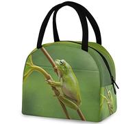 DJNGN 3D Tree Frog on Branch Reusable Lunch Tote Bag Insulated Thermal Cooler Container Bag for Back to School Work Picnic Travel Fishing Beach