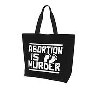 DJNGN Abortion Is Murder Women'S Lightweight Canvas Handbag Reusable Shopping Bag Black
