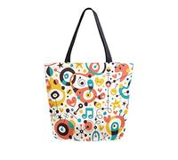 DJNGN Abstract Cartoon Pattern Canvas Tote Bag Reusable Grocery Bags Tote Carrying Bag with Handles