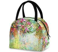 DJNGN Abstract Flower Watercolor Reusable Lunch Tote Bag Insulated Thermal Cooler Container Bag for Back to School Work Picnic Travel Fishing Beach