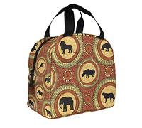 DJNGN Afican Animals Lunch Bag Organizer Bohemian Vintage Flowers Giraffe Elephant Abstract Tribal Pattern Reusable Lunch Bag for Work School Beach