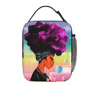 DJNGN African American Black Girl Portable Lunch Bag Insulated Meal Bag Reusable Lunch Box Cooler Bag Food Container for School Work Travel Picnic Camping