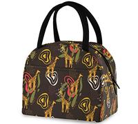 DJNGN African Style Giraffe Insulated Lunch Bag, Reusable Multi-Pocket Container Handle Cooler Tote Bag for Women&Men School Work Picnic Outdoor Travel