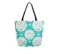 DJNGN Air Baloon Pattern Canvas Tote Bag Reusable Grocery Bags Tote Carrying Bag with Handles