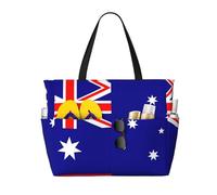 DJNGN Australian Flag Extra Large Tote Bag For Women,Foldable Beach Bag With Pocket Weekender Travel Overnight Bag