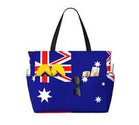 DJNGN Australian flag Large Capacity Beach Travel Bag - Ideal for Vacation, Reusable Canvas Bags for Camping, Groceries, Moving, Black, One Size
