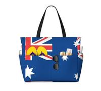 DJNGN Australian Flag Pattern Water-Resistant Beach Bag Foldable Large Tote for Travel Gym Camping