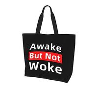 DJNGN Awake ButWoke Women'S Lightweight Canvas Handbag Reusable Shopping Bag Black