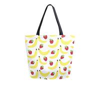 DJNGN Banana And Strawberry Canvas Tote Bag Reusable Grocery Bags Tote Carrying Bag with Handles