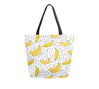 DJNGN Banana Pattern Canvas Tote Bag Reusable Grocery Bags Tote Carrying Bag with Handles