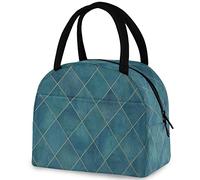 DJNGN Beautiful Art Lattice Pattern Reusable Lunch Tote Bag with Front Pocket Insulated Thermal Cooler Container Bag for Back to School Work Travel Fishing Picnic Beach