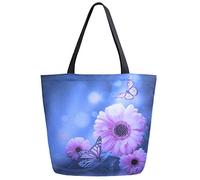 DJNGN Beautiful Gerbery Butterfly Print Extra Large Canvas Shoulder Tote Top Storage Handle Bag for Gym School Beach Weekender Travel Reusable Grocery Shopping