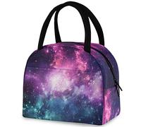 DJNGN Beautiful Space Fixed Stars Lunch Tote Bag with Front Pocket Reusable Insulated Thermal Zipper Closure Cooler Container Bag for School Work Picnic Travel Fishing Beach