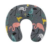 DJNGN Bird Flamingo Cactus Travel Neck Pillow U Shape for Head and Neck Support Pillow Memory Foam Headrest for Car Office Home Sleeping