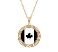 DJNGN Black And White Canada Canadian Flag Women's Pendant Necklace Gold Silver Charm Picture Necklaces Circle Jewelry