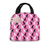 DJNGN Black and White Cat Insulated Lunch Bag for Women Men Lunch Box Container Reusable Leakproof Cooler Tote Bags for Office Picnic Sporting