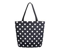 DJNGN Black and White Polka Dot Reusable Grocery Shopping Bag Heavy Duty Canvas Tote Bag Large Collapsible Washable Handbag Shoulder for Women