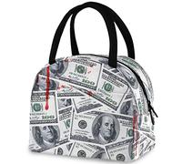 DJNGN Bloody Us 100 Dollars Money Insulated Lunch Tote Bag, Reusable Multi-Pocket Container Cooler Bag for Women&Men School Work Picnic Outdoor Travel