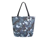 DJNGN Blue Camo Military Canvas Tote Bag Tote Carrying Bag Shoulder Bag for Shopping Travel bag Reusable Grocery Bags