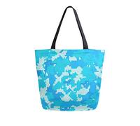 DJNGN Blue Camouflage Canvas Tote Bag Reusable Grocery Bags Tote Carrying Bag with Handles