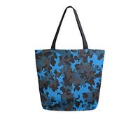 DJNGN Blue Camouflage Canvas Tote Bag Tote Carrying Bag Shoulder Bag for Shopping Travel bag Reusable Grocery Bags