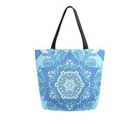 DJNGN Blue Irregular Flower Canvas Tote Bag Tote Carrying Bag Shoulder Bag for Shopping Travel bag Reusable Grocery Bags