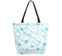 DJNGN Blue Polka Dot Reusable Grocery Shopping Bag Canvas Tote Bag Large Collapsible Washable Handbag Shoulder for Women
