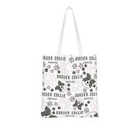 DJNGN Border Collie Puppies Canvas Tote Bags for Women, Reusable Grocery Bags, Travel Tote Bags for Work Travel Shopping