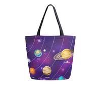 DJNGN Bright Planets Of Solar System Canvas Tote Bag Tote Carrying Bag Shoulder Bag for Shopping Travel bag Reusable Grocery Bags