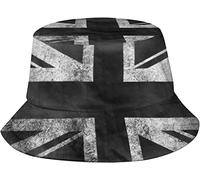 DJNGN Bucket Cap,Old Stained Dirty Union Jack British Flag Bucket Hat Black and White Bucket Hat Fisherman Hat Sun Hat for Women Men