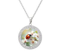 DJNGN Butterfly Ladybug Flower Diamond Necklace Sparkle Pendant Necklace for Women Customizable Photo Necklace Classic Luxury Love Clavicle Neckband Fine Jewelry Anniversary Birthday Gifts