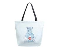 DJNGN Canvas Tote Bag Ballerina Hippopotamus Woke Up With Coffee Carrying Bag Casual Shoulder Bag for Shopping Travel bag Reusable Grocery Bags