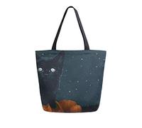DJNGN Canvas Tote Bag Black Cat In The Pumpkin Carrying Bag Casual Shoulder Bag for Shopping Travel bag Reusable Grocery Bags
