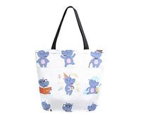 DJNGN Canvas Tote Bag Cute Baby Behemoth Carrying Bag Casual Shoulder Bag for Shopping Travel bag Reusable Grocery Bags