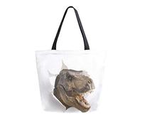 DJNGN Canvas Tote Bag Dinosaur T-Rex Through The Paper Wall Carrying Bag Casual Shoulder Bag for Shopping Travel bag Reusable Grocery Bags