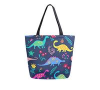 DJNGN Canvas Tote Bag Dinosaurs Cute Kids Pattern Carrying Bag Casual Shoulder Bag for Shopping Travel bag Reusable Grocery Bags