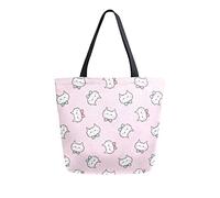DJNGN Canvas Tote Bag for womens, Cute Cartoon Cat Face Casual Large Shoulder Bag Handbag Grocery Bags Shopping Bags