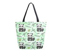 DJNGN Canvas Tote Bag for womens, Cute Panda Bamboo Casual Large Shoulder Bag Handbag Grocery Bags Shopping Bags