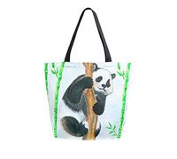 DJNGN Canvas Tote Bag for womens, Cute Panda Bamboo Casual Large Shoulder Bag Handbag Grocery Bags Shopping Bags