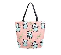 DJNGN Canvas Tote Bag for womens, Cute Panda Bears Bamboo Plant Casual Large Shoulder Bag Handbag Grocery Bags Shopping Bags