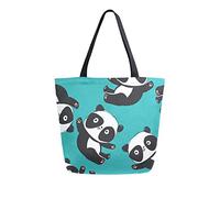 DJNGN Canvas Tote Bag for womens, Cute Panda Pattern Casual Large Shoulder Bag Handbag Grocery Bags Shopping Bags