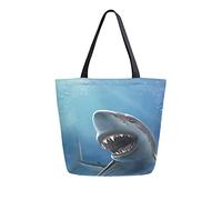 DJNGN Canvas Tote Bag for womens, Ocean Sea Shark Casual Large Shoulder Bag Handbag Grocery Bags Shopping Bags