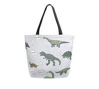DJNGN Canvas Tote Bag Kinds Of Dinosaur Carrying Bag Casual Shoulder Bag for Shopping Travel bag Reusable Grocery Bags