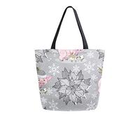 DJNGN Canvas Tote Bag Pig On Winter Background Carrying Bag Casual Shoulder Bag for Shopping Travel bag Reusable Grocery Bags