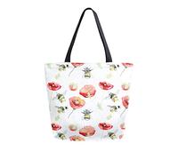 DJNGN Canvas Tote Bag Summer Meadow Flowers Woman Beach Bag Wild Grasses Butterflies Honey Bee Shoulder Bag Large Reusable Handbag Lightweight for Shopping Grocery Travel