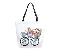 DJNGN Canvas Tote Bag Two Funny Sheep Woman Beach Bag Provence Lavender Bicycle Shoulder Bag Large Reusable Handbag Lightweight for Shopping Grocery Travel