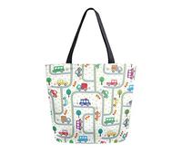 DJNGN Cars On The Road Canvas Tote Bag Reusable Grocery Bags Tote Carrying Bag with Handles